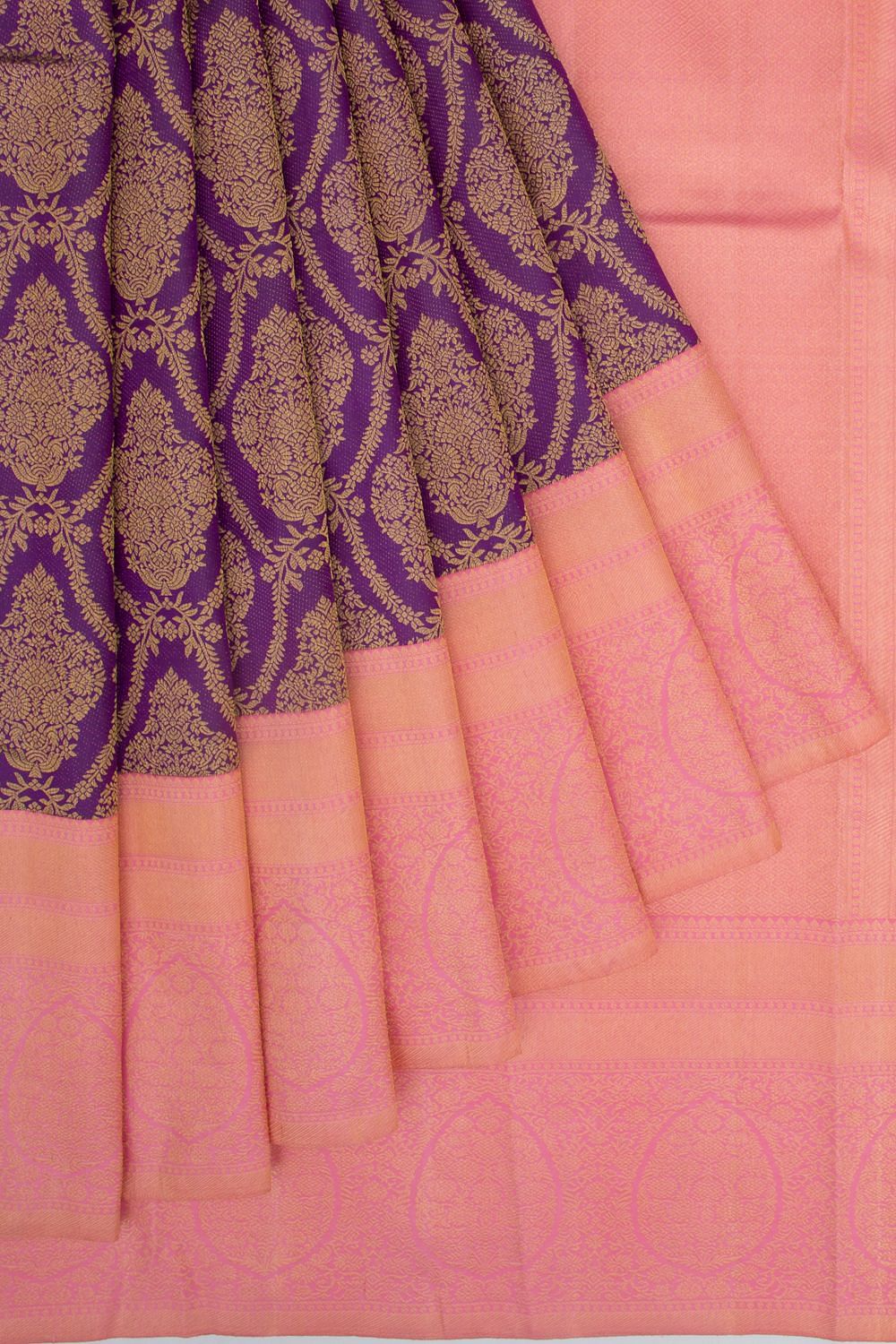 Lily Purple Woven Kanjivaram Silk Saree – MySilkLove