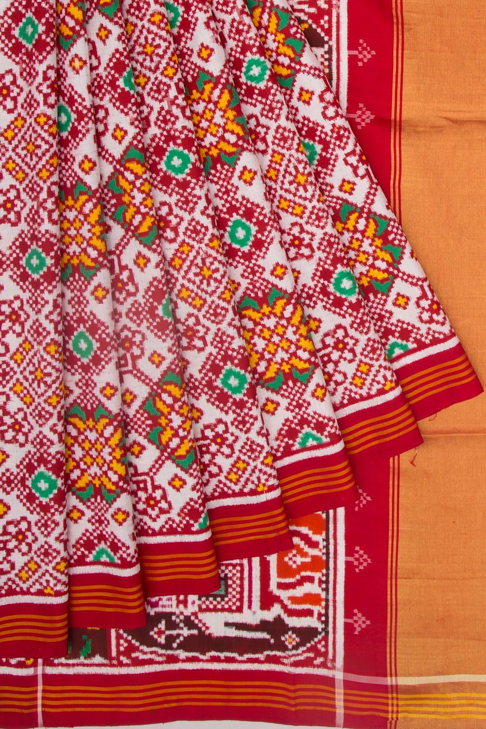 Amazon.com: Divine International Trading Co Women's Cotton Patola Printed  Pochampally Ikat Saree with Unstitched Blouse Piece(HathiTitli-Orange) :  Clothing, Shoes & Jewelry