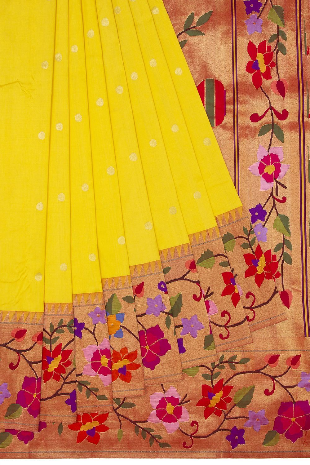 Silk Mustard Yellow Woven Zari Paithani Saree |SARV161082