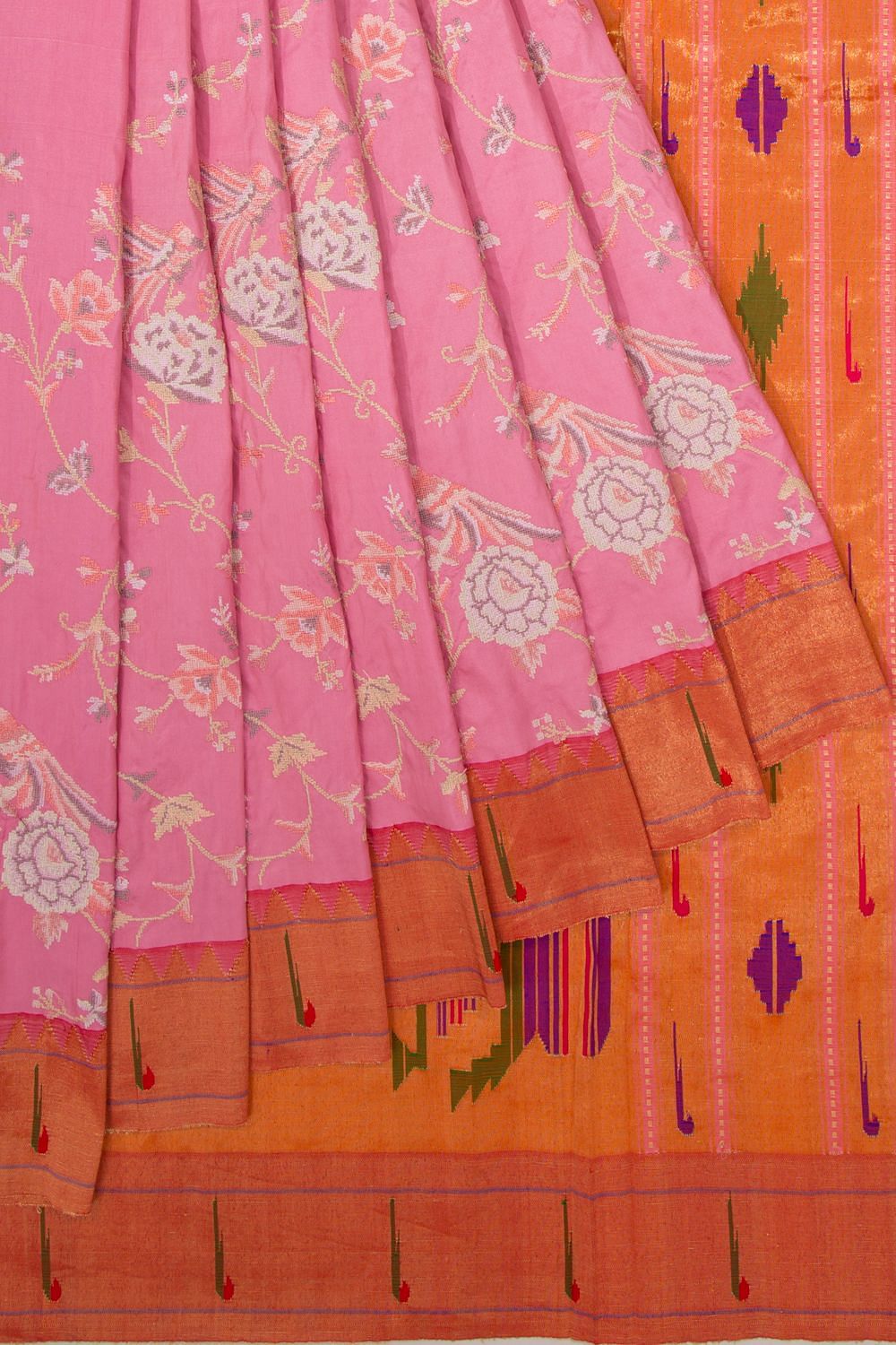 Baby Beat | Indigo Block Printed Cotton Banarasi Saree – golghar