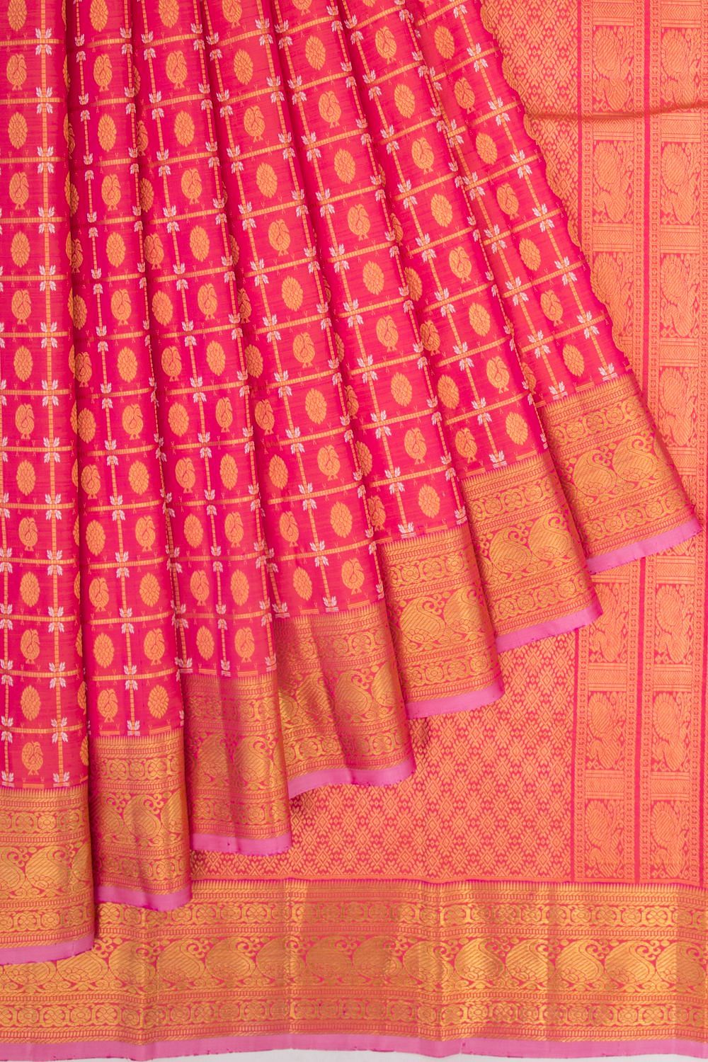 Orange Colour Pure Kuppadam Silk Sarees