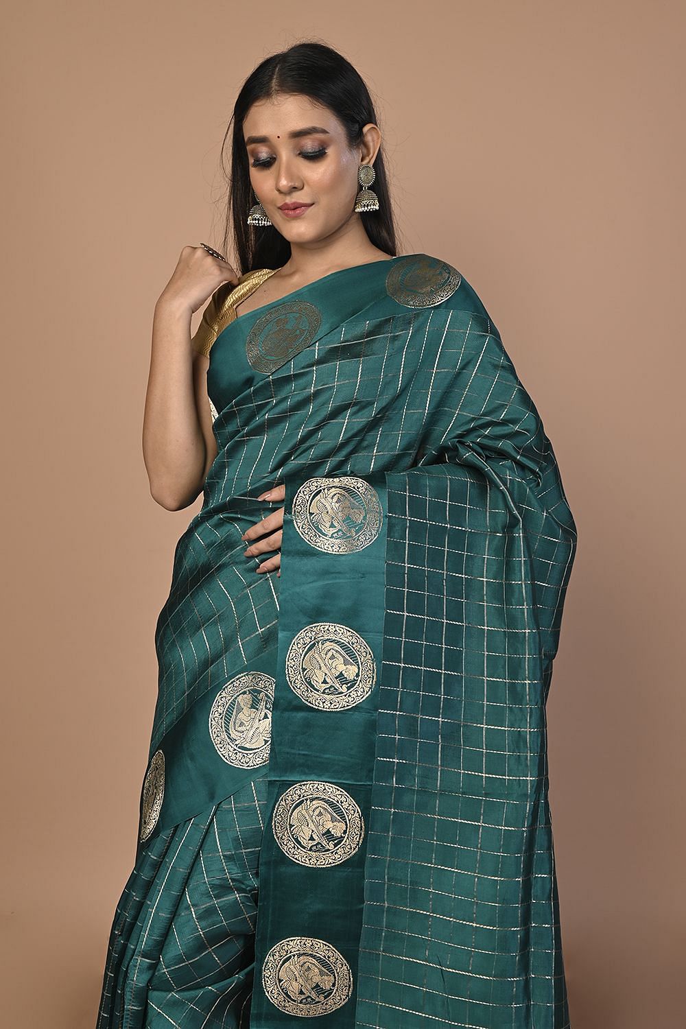 Kanchipuram Silk Tissue Brocade Gold Saree-Not Allowed Online | Kankatala