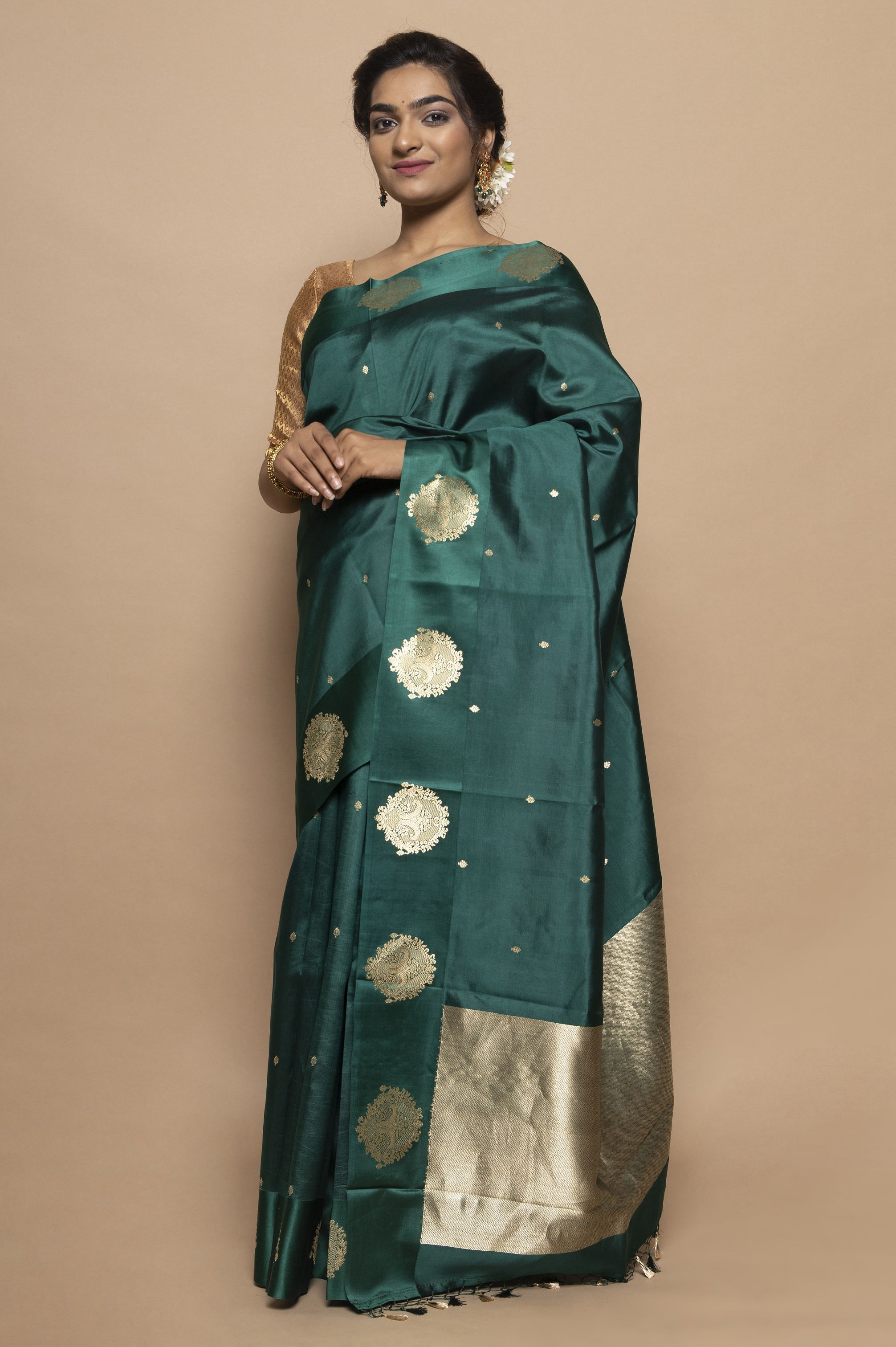 Buy Dark Green Banarasi Paithani Silk Woven Saree by Designer TASARIKA for  Women online at Kaarimarket.com