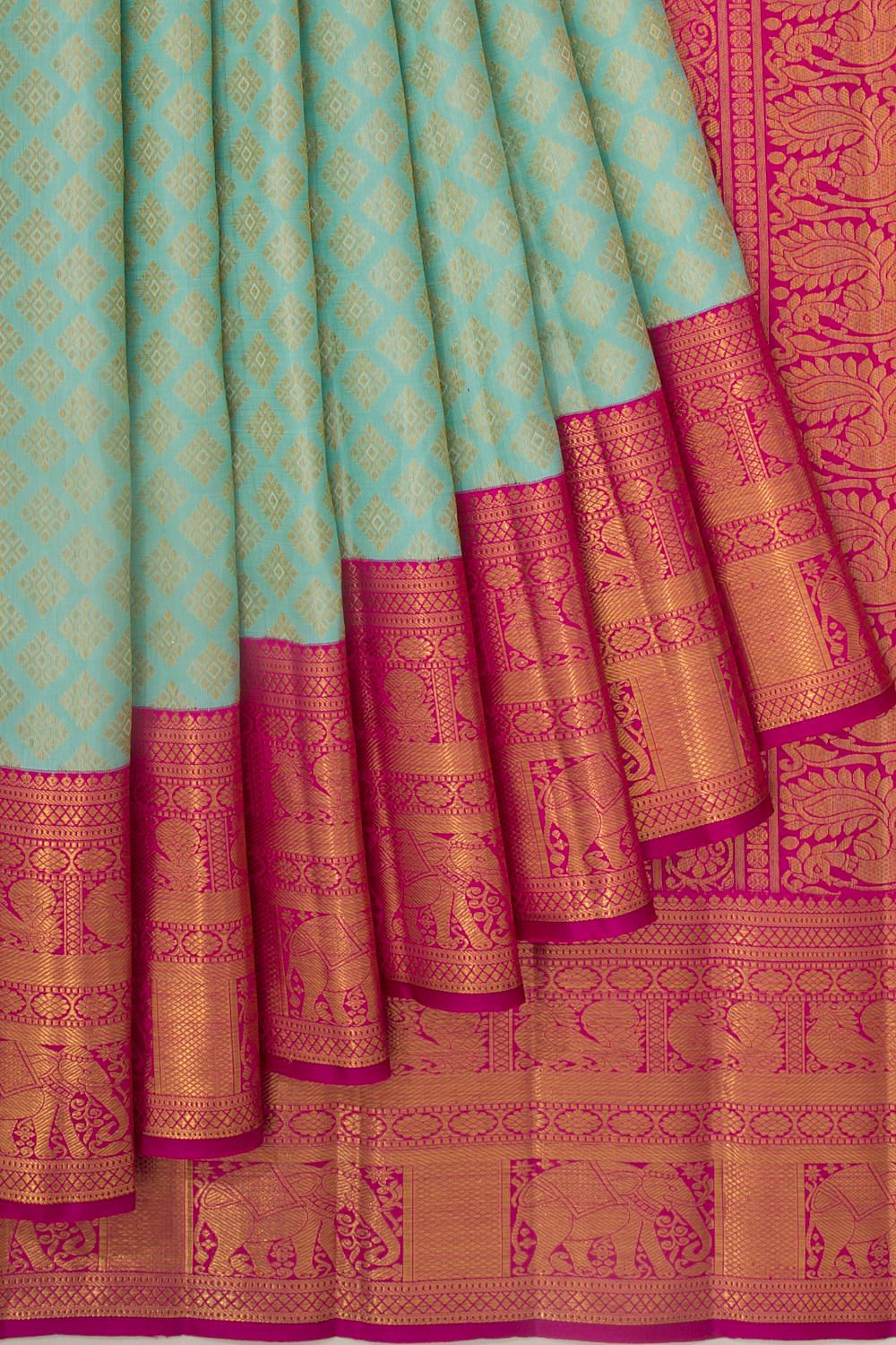 Off White Kanchipuram Silk Saree