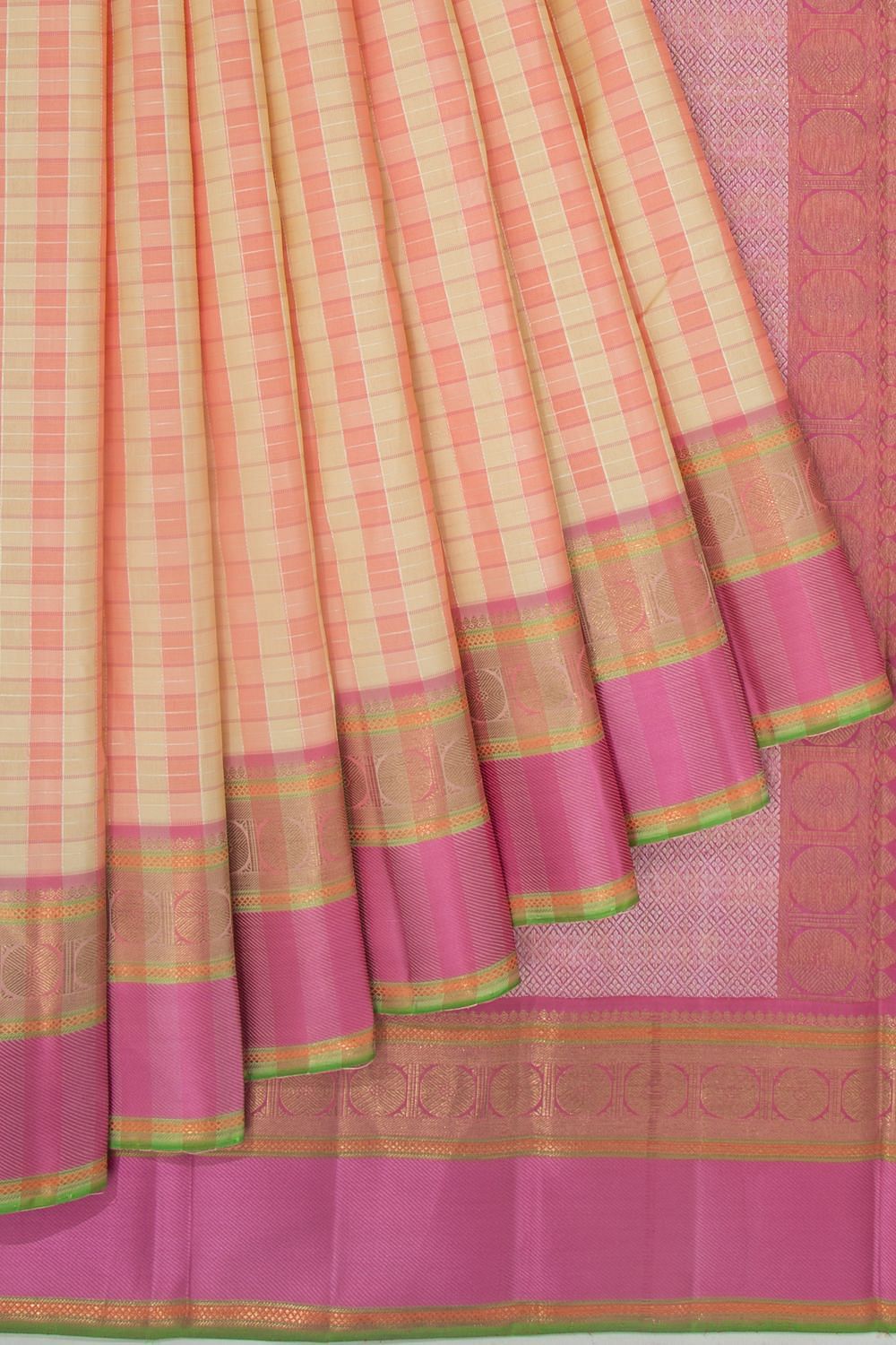 Ilkal Handloom Silk by Cotton Small Checks Chikki Paras Saree - Silkal.in