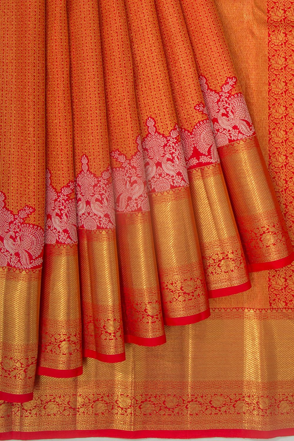 Pure Handloom Gadwal Korvai Pattu Saree – www.vannamayil.com