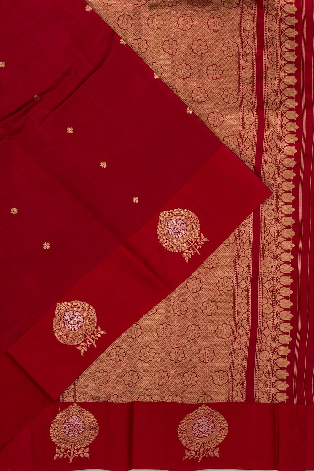 Hera' Red Pure Katan Silk Banarasi Handloom Saree - Tilfi