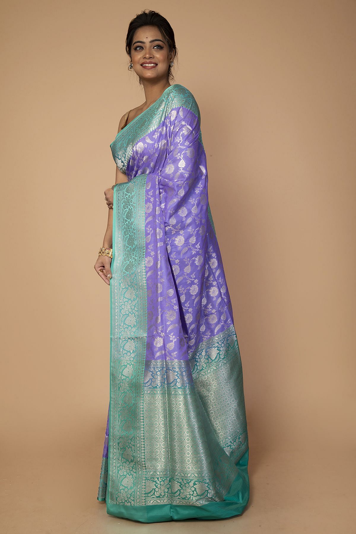 Purple and Blue Combination Saree