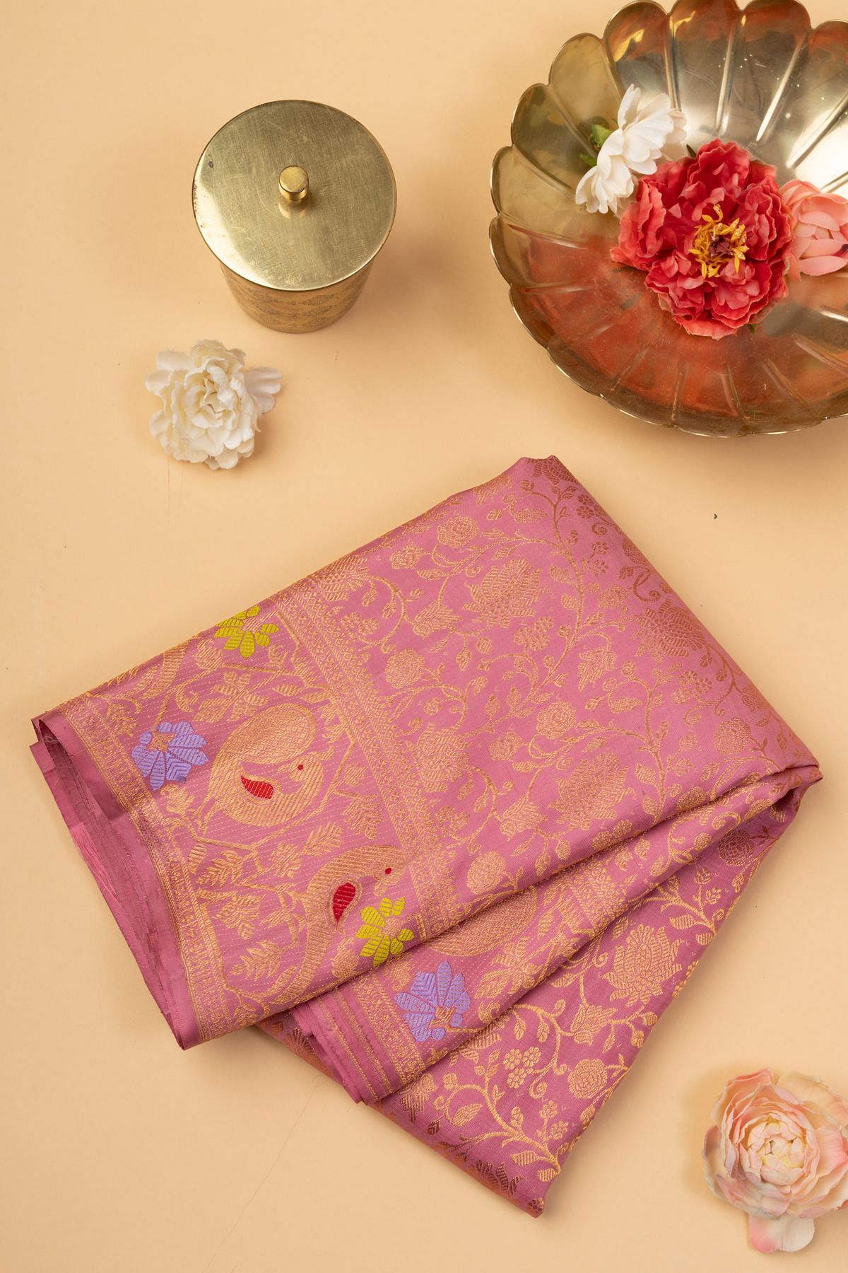 Baby Pink Color Traditional Kanchipuram Silk Weaving Work Saree With  Unstitched Running Blouse for Women Wear Wedding Wear Party Wear Saree -  Etsy