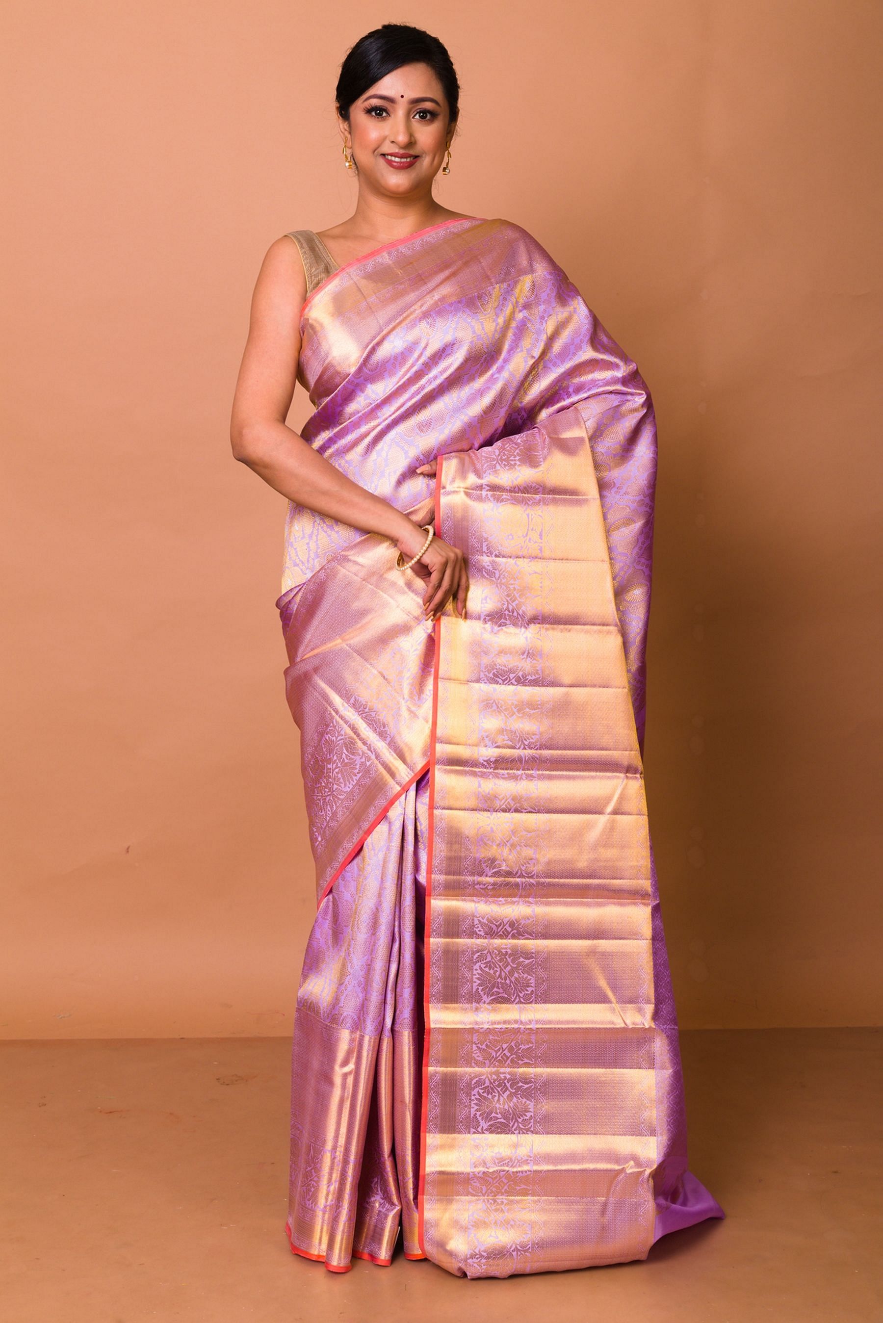 Buy Party Wear Saree in Lavender Colour With Silver Border. Chanderi  Handloom Organza Kataan Silk Saree With Silver Zari Border With Rich Pallu.  Online in India - Etsy