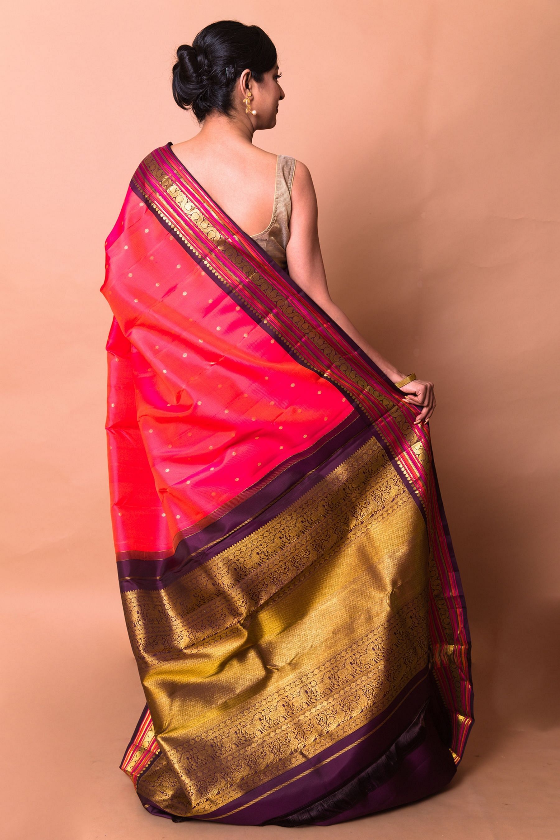 Buy Blissta Pink Silk Polka Dots Paithani Saree With Unstitched Blouse for  Women Online @ Tata CLiQ