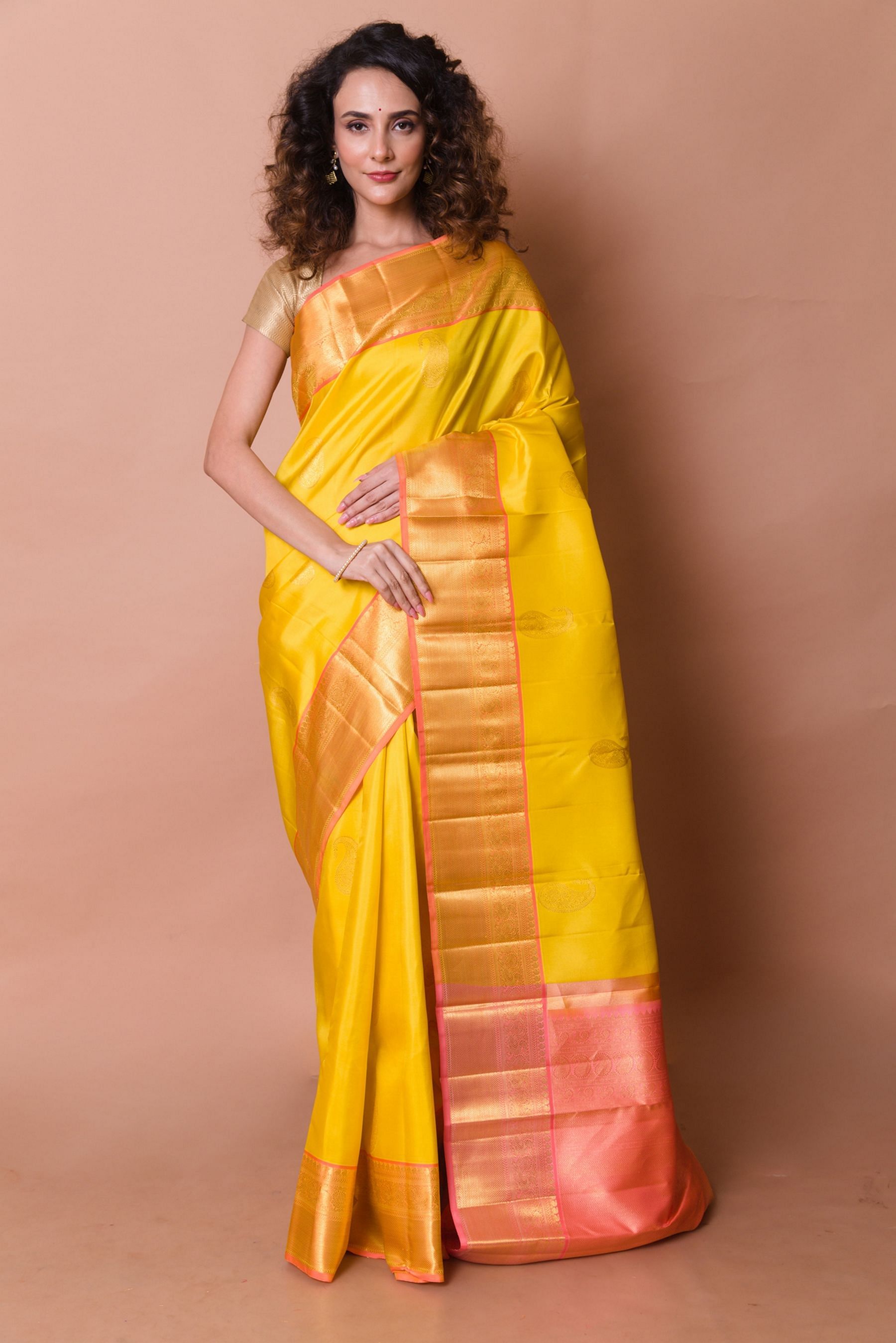 Silk Woven Saree In Yellow Colour - SR5410753