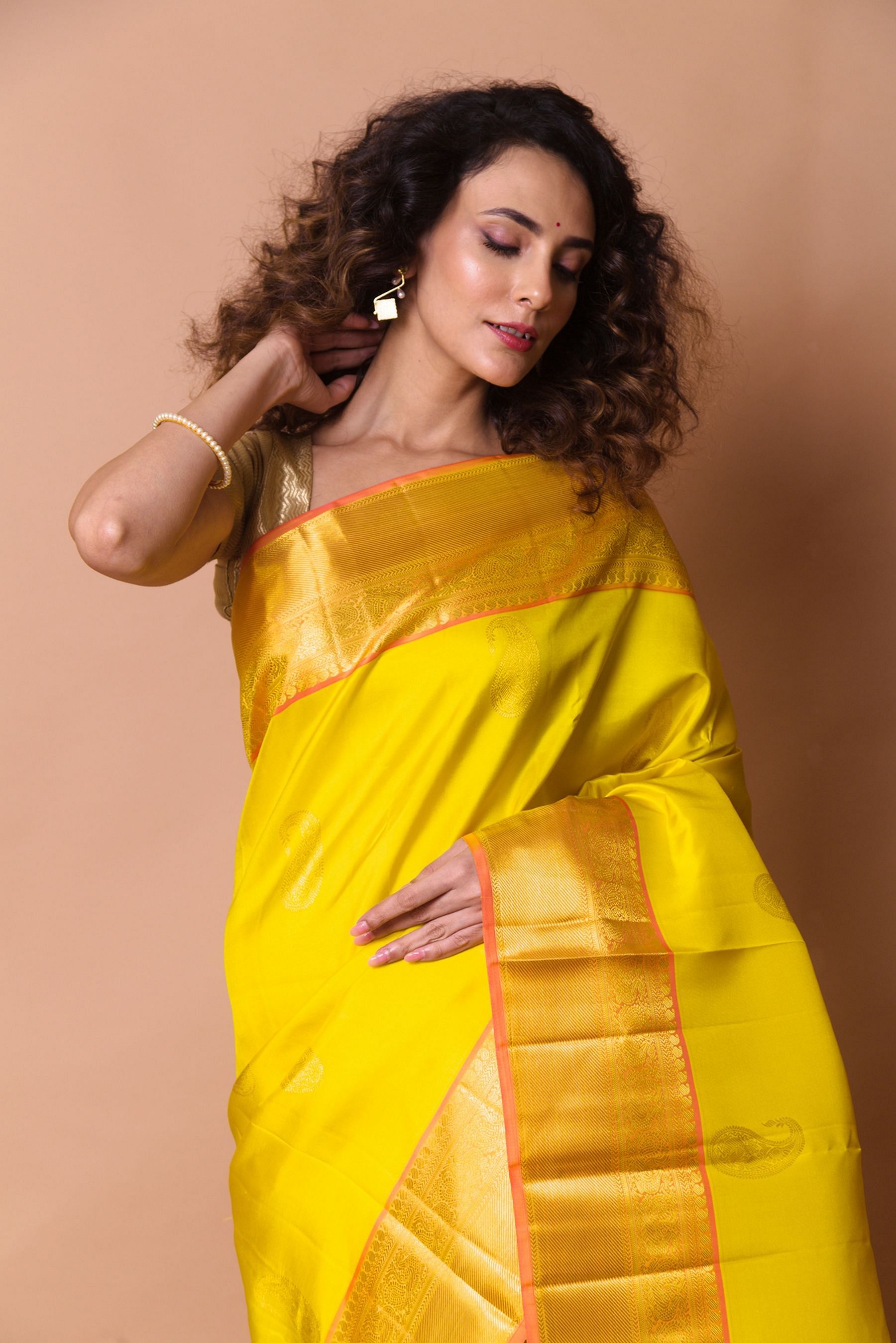 CM - Yellow weaving silk Saree