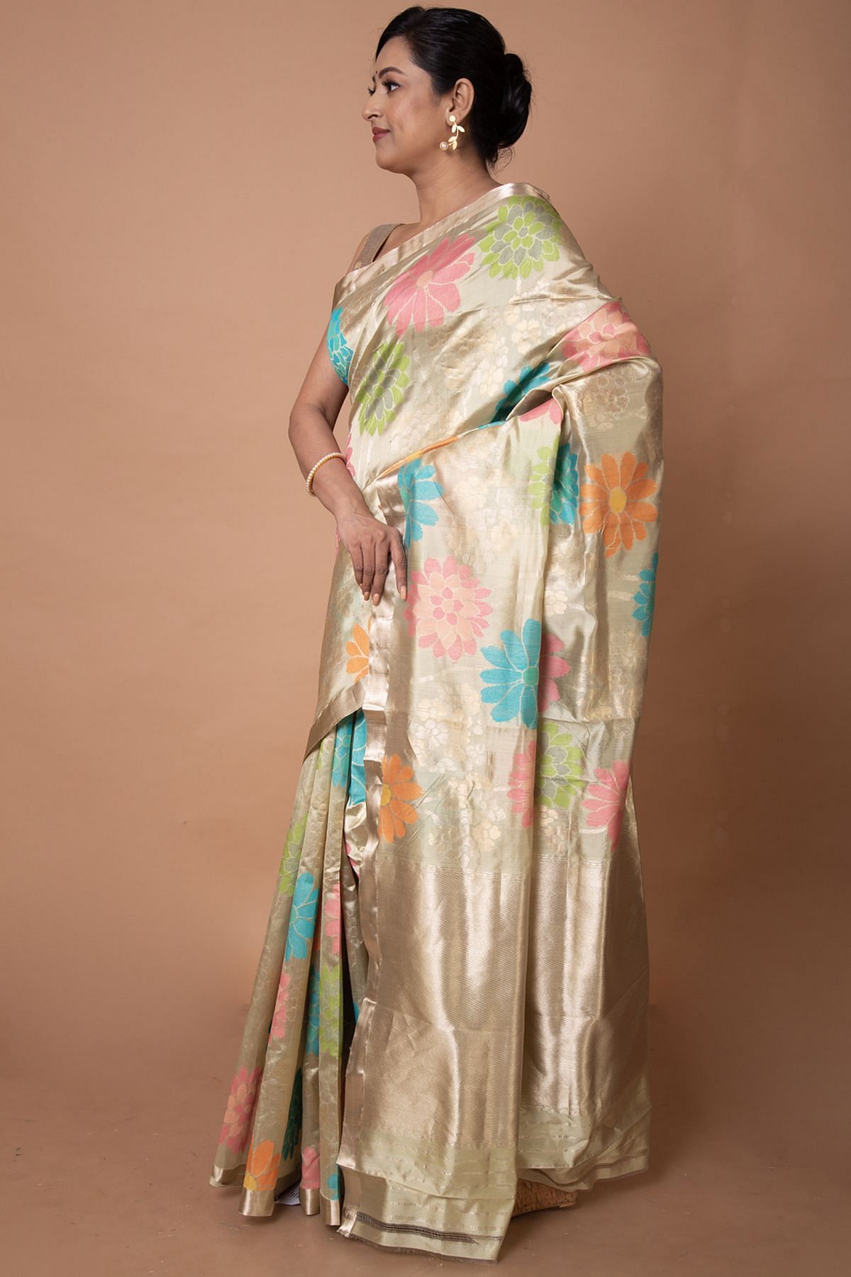 Sage Green Resham Embroidered Silk Saree