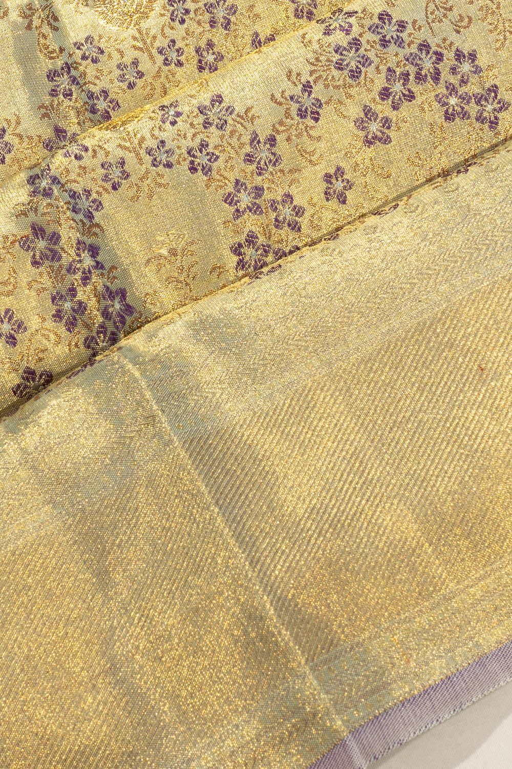 Kanchipuram Silk Tissue Brocade Gold Saree | Kankatala