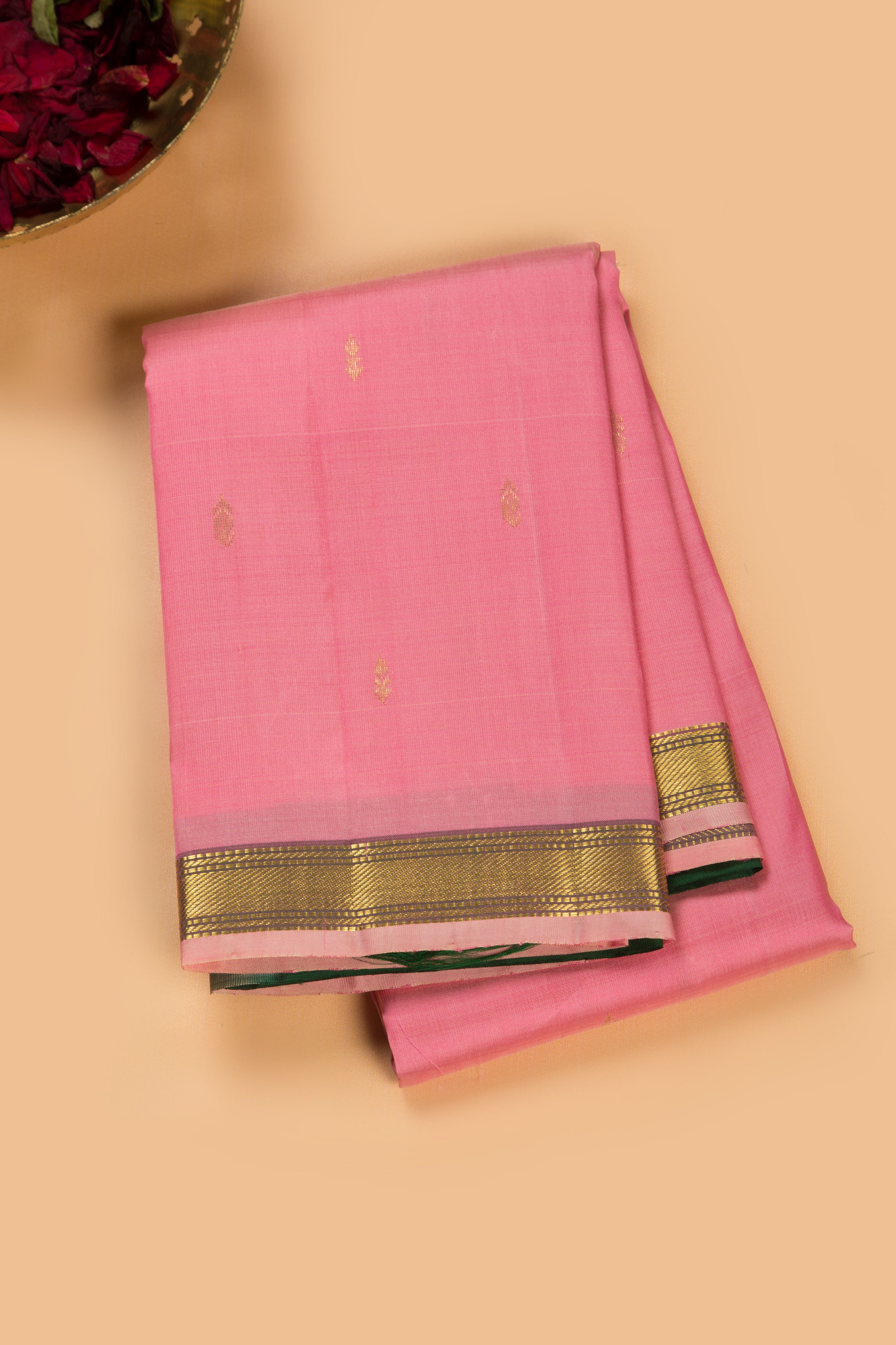 Vishal Prints Baby Pink Printed Georgette Saree With Fancy Border