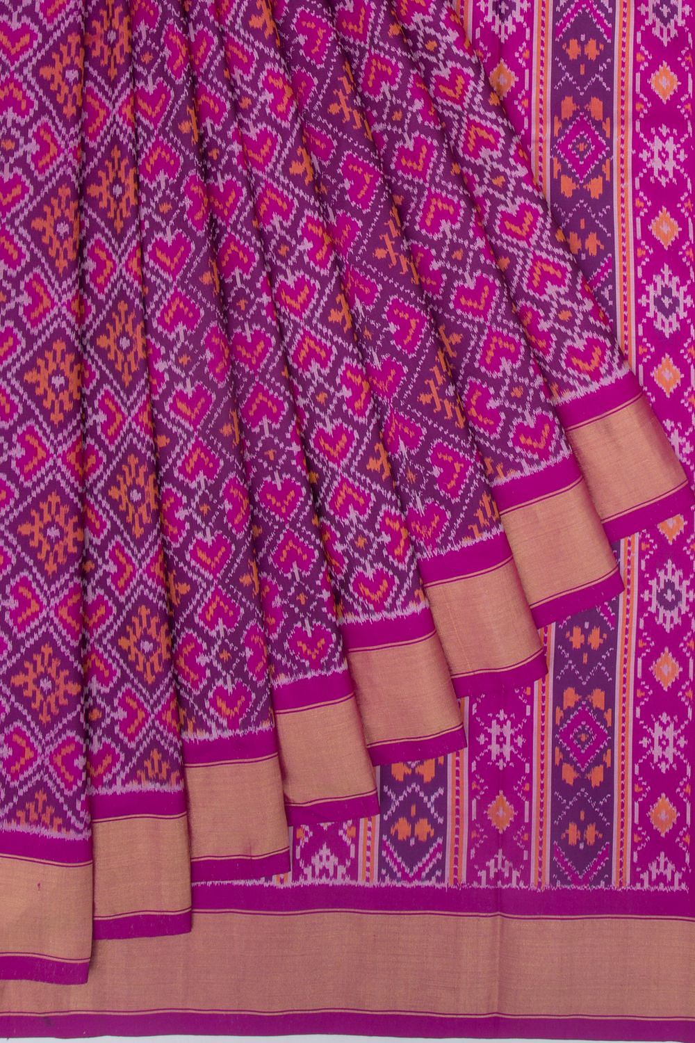 Buy Orange-Blue Rajkot Patola Mulberry Silk Saree Online at Jaypore.com