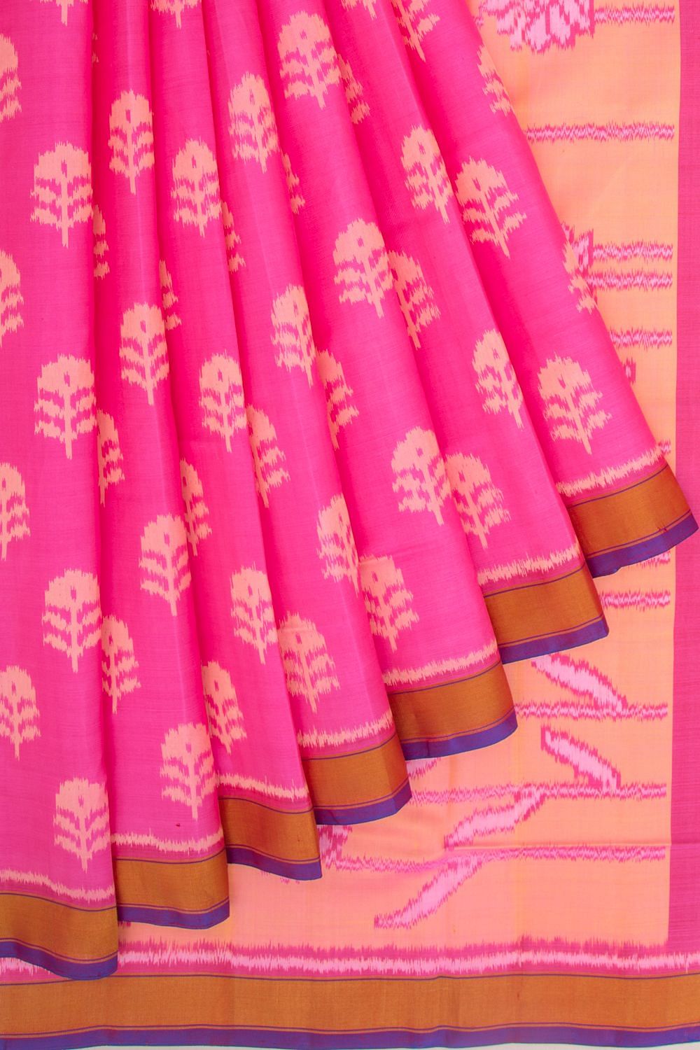 Rajkot Patola Silk Ikat Pink Saree | Kankatala