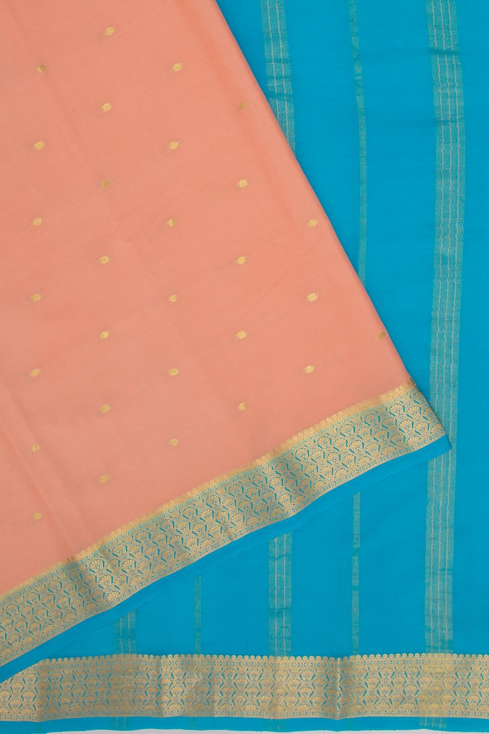 Pink with beige checks half half kanchi silk korvai saree – #SAREEENVY