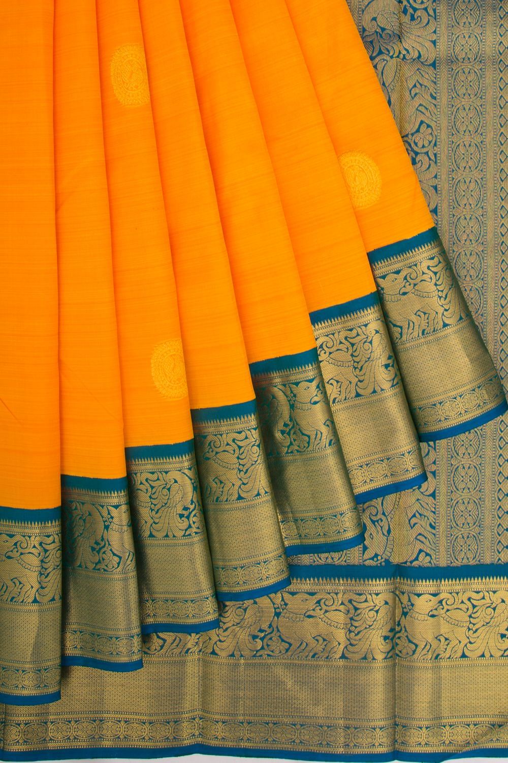 Boond - Kaisori Bandhani orange and blue Bandani cotton designer saree