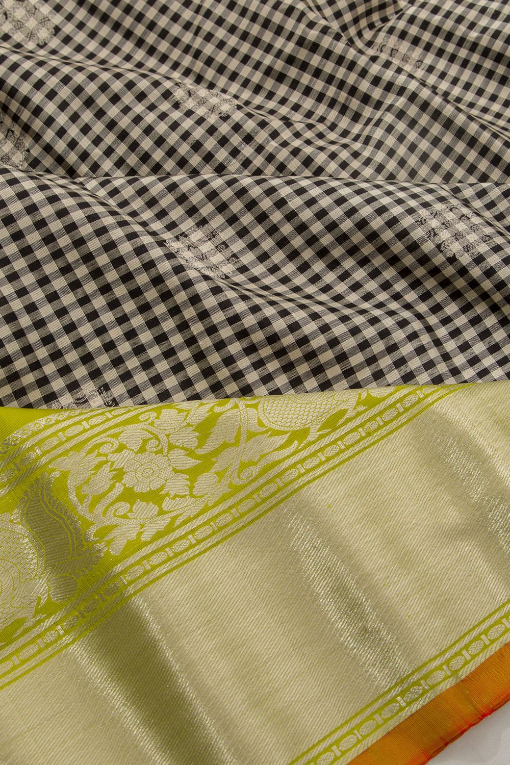 Handloom Pure Silk Gadwal Saree in Dusty Green : SMUA182