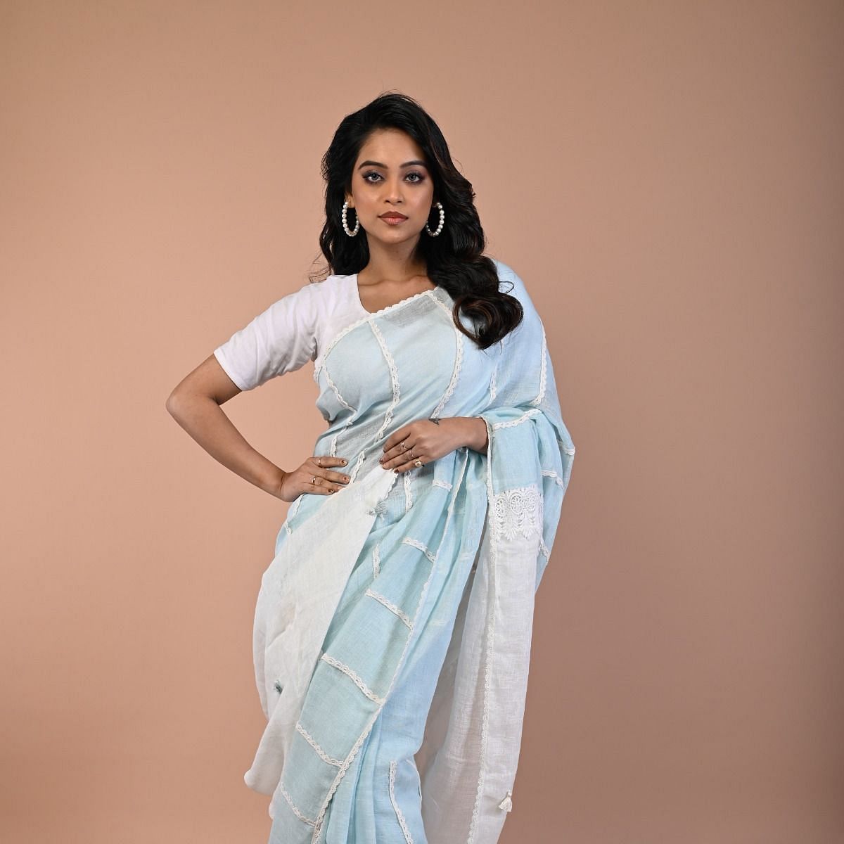 Buy BDS Chikan Cotton Sky Blue Saree For Woman with Blouse Piece White  Thread Lucknow Chikan Work - BDS00394 Online at Low Prices in India -  Paytmmall.com