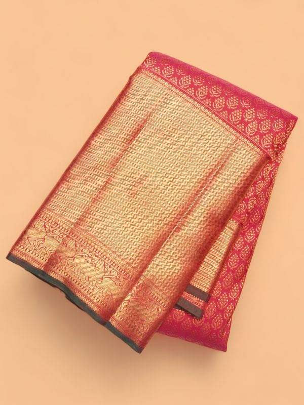 Kanchipuram Silk Brocade Pink Saree | Kankatala